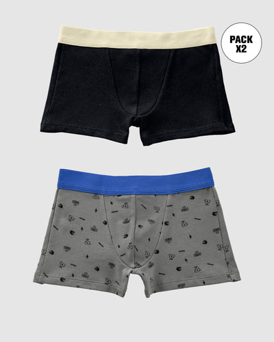 Bóxers cortos x2 niño#color_s12-negro-gris-estampado