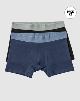 Paquete x2 bóxers cortos en algodón elástico#color_s76-azul-negro