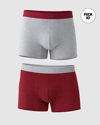 Paquete x2 bóxers cortos en algodón elástico#color_s77-rojo-gris