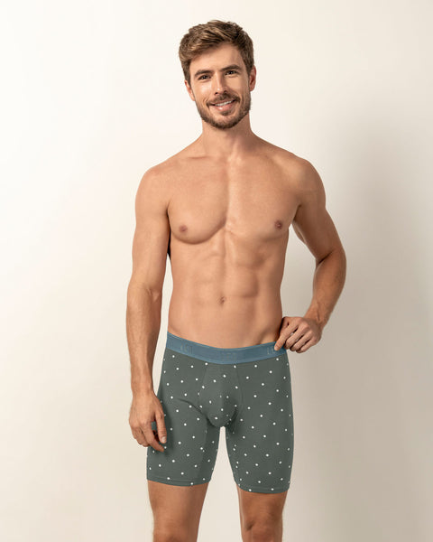Paquete x2 bóxers largos ajustado con algodón#color_s79-negro-verde-estampado-puntos