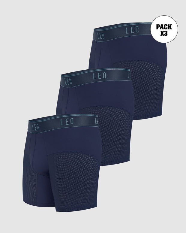 Paquete x3 bóxers medio de secado rápido con mallas transpirables en microfibra