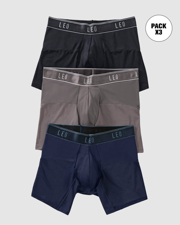 Paquete x 3 bóxers medio de secado rápido con mallas transpirables