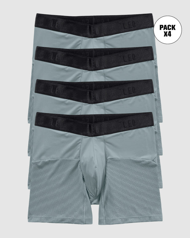 Paquete x4 bóxers medio de secado rápido con mallas transpirables en microfibra