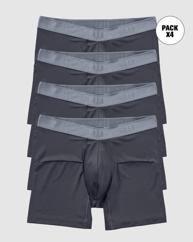 Paquete x4 bóxers medio de secado rápido con mallas transpirables en microfibra