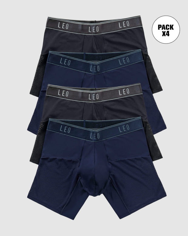 Paquete x 4 bóxers medio de secado rápido con mallas transpirables en microfibra