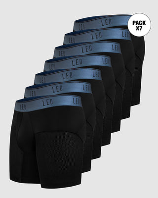 Paquete x 7 bóxers, secado rápido y mallas transpirables#color_496-negro-elastico-azul