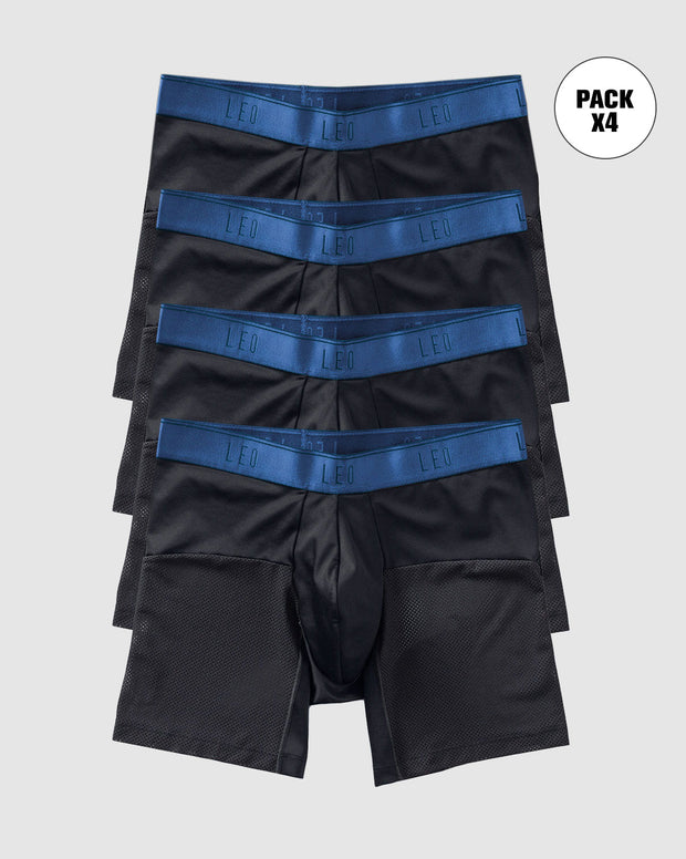 Paquete x4 bóxers medio de secado rápido con mallas transpirables en microfibra