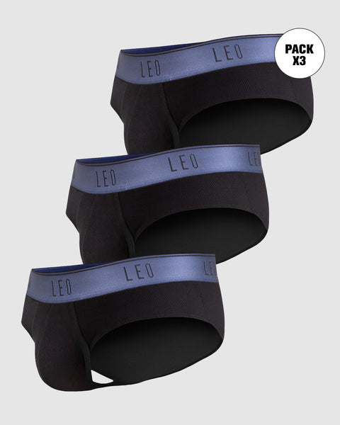 Paquete x 3 bóxers brief de alta transpiración en microfibra ideales para uso diario#color_074-negro-elastico-azul