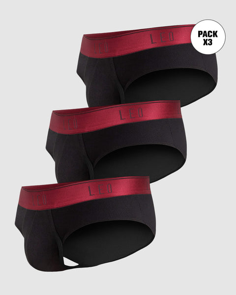 Paquete x 3 bóxers brief de alta transpiración en microfibra ideales para uso diario#color_079-negro-elastico-rojo