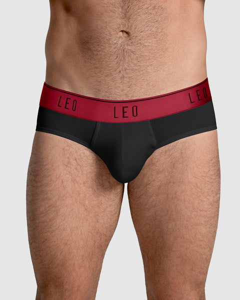 Paquete x 3 bóxers brief de alta transpiración en microfibra ideales para uso diario#color_079-negro-elastico-rojo