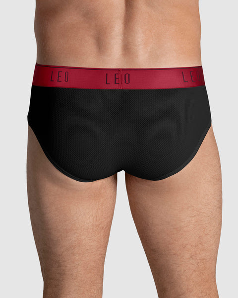 Paquete x 3 bóxers brief de alta transpiración en microfibra ideales para uso diario#color_079-negro-elastico-rojo