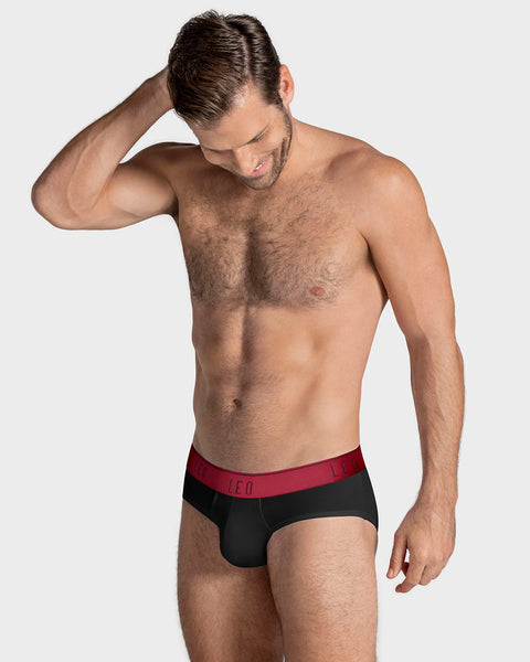 Paquete x 3 bóxers brief de alta transpiración en microfibra ideales para uso diario#color_079-negro-elastico-rojo