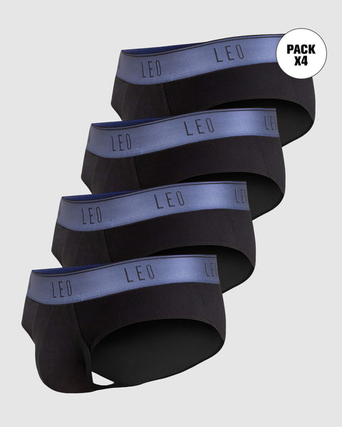 Paquete x 4 bóxers brief de alta transpiración en microfibra ideales para uso diario#color_074-negro-elastico-azul