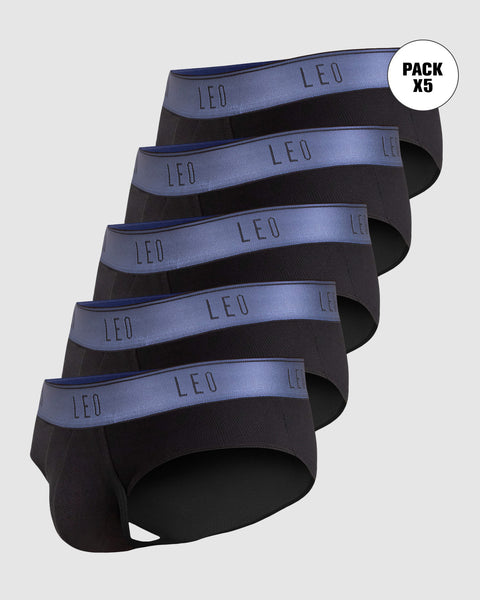 Paquete x 5 bóxers brief de alta transpiración en microfibra ideales para uso diario#color_074-negro-elastico-azul
