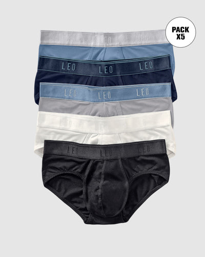 Paquete x 5 bóxers brief de alta transpiración en microfibra ideales para uso diario#color_s01-blanco-azul-negro-gris-azul-medio