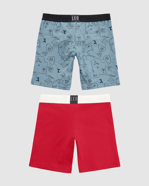Paquete x2 bóxer largo para niño#color_s06-rojo-azul-estampado-piratas