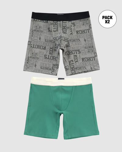Paquete x2 bóxer largo para niño#color_s08-verde-y-negro-estampado
