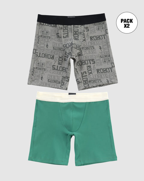 Paquete x2 bóxer largo para niño#color_s08-verde-y-negro-estampado