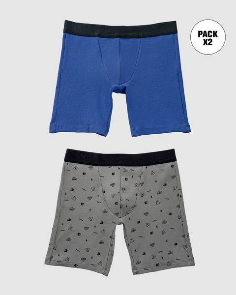 Paquete x2 bóxer largo para niño#color_s09-azul-gris-estampado