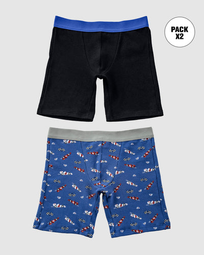 Paquete x2 bóxer largo para niño#color_s10-negro-azul-estampado-carros
