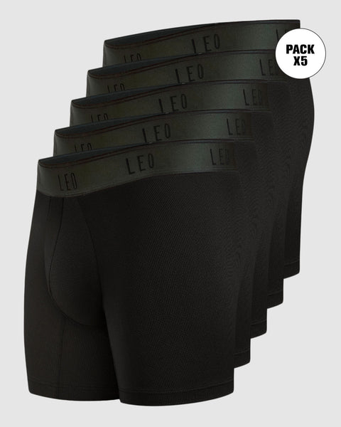 Paquete x 5 bóxers medio diseño ergonómico ultrafresco y cómodo en microfibra#color_496-fondo-negro