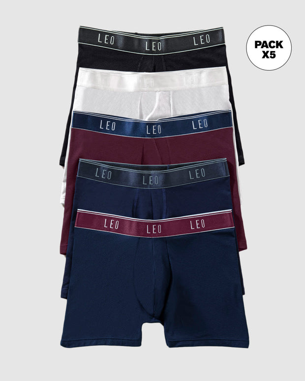 Paquete x5 bóxers medio diseño ergonómico ultrafresco y cómodo en microfibra