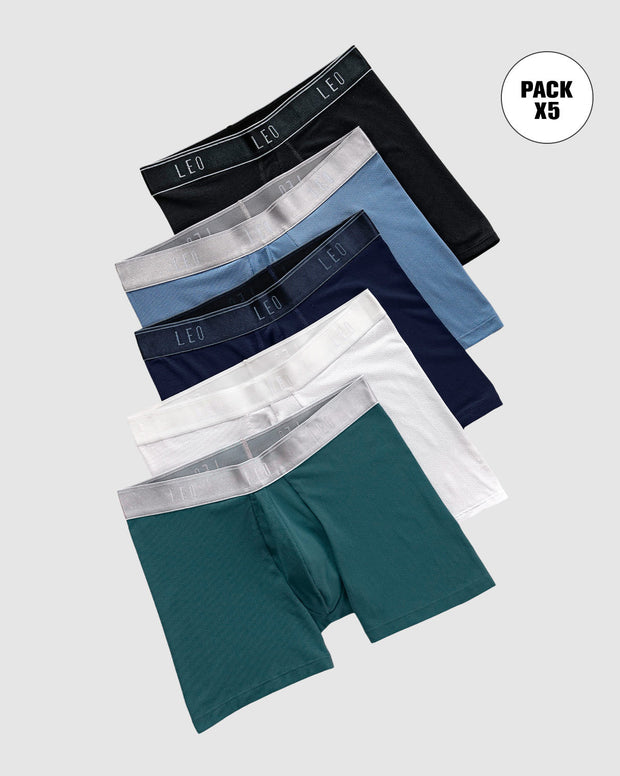Paquete x 5 bóxers medio diseño ergonómico ultrafresco y cómodo en microfibra