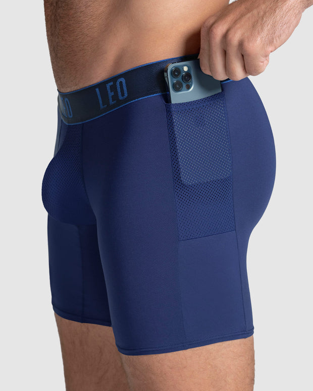 Paquete x 2 bóxers deportivos en microfibra con bolsillo lateral