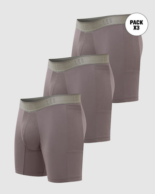 Paquete x 3 bóxers deportivos con bolsillo lateral en microfibra de secado rápido#color_751-gris-oscuro