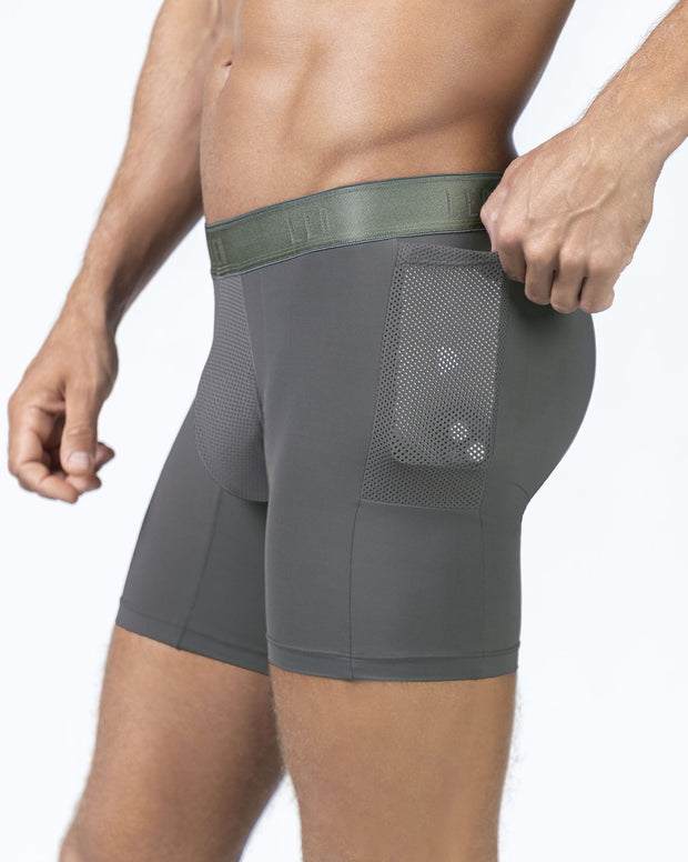 Paquete x 3 bóxers deportivos con bolsillo lateral en microfibra de secado rápido