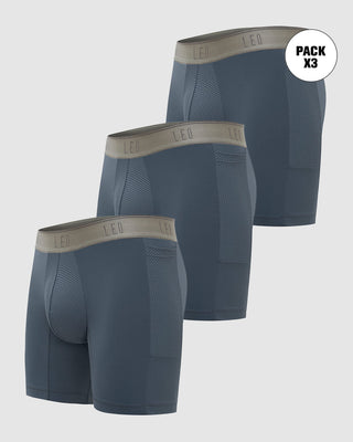 Paquete x 3 bóxers deportivos con bolsillo lateral en microfibra de secado rápido#color_776-gris-oscuro
