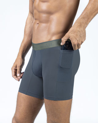 Paquete x 3 bóxers deportivos con bolsillo lateral en microfibra de secado rápido#color_776-gris-oscuro