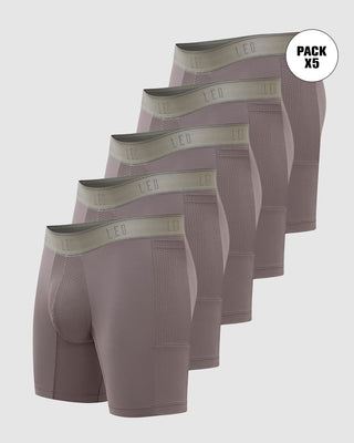 Paquete x 5 bóxers deportivos con bolsillo lateral en microfibra#color_751-gris-oscuro