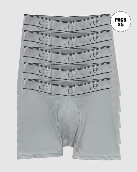 Paquete x 5 bóxers en microfibra con mallas transpirables frontales#color_778-gris-claro
