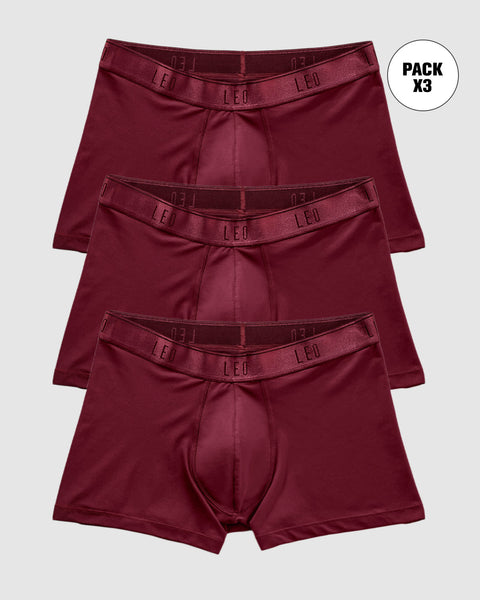 Paquete x 3 bóxers cortos con buen ajuste al cuerpo#color_174-rojo-oscuro