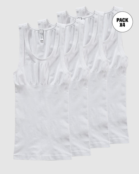 Paquete x4 camisetas ajustadas para hombre de compresión suave en microfibra#color_000-blanco