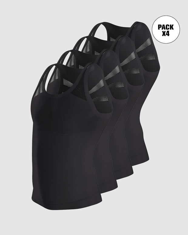 Paquete x4 camisetas ajustadas para hombre de compresión suave en microfibra