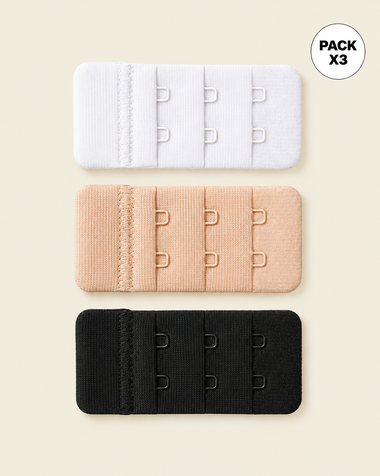 Paquete por 3 broches extensores ajusta tu brasier favorito a tu espalda#color_999-blanco-negro-cafe-claro