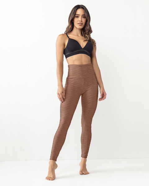 Legging control fuerte de abdomen textura acanalada#color_801-cafe-oscuro