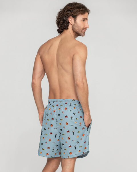 Pantaloneta corta de baño para hombre elaborada con pet reciclado#color_a62-estampado-animales-marinos