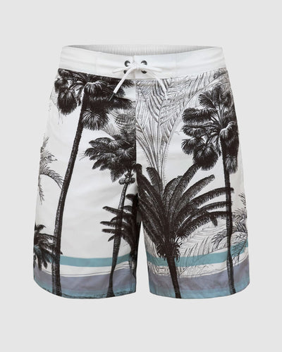Pantaloneta larga de baño con pretina lisa y malla interna#color_012-estampado-palmeras