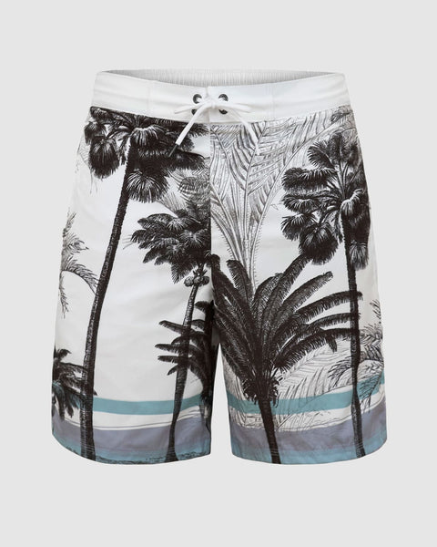 Pantaloneta larga de baño con pretina lisa y malla interna#color_012-estampado-palmeras