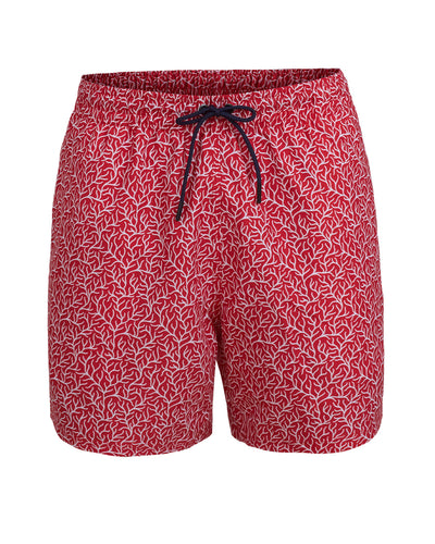 Pantaloneta de baño con malla interna y cintura ajustable#color_a84-estampado-coral-rojo