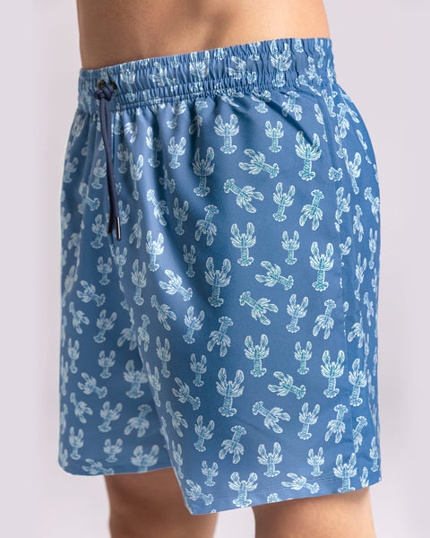 Pantaloneta de baño con malla interna y cintura ajustable#color_b40-estampado-azul-cangrejo