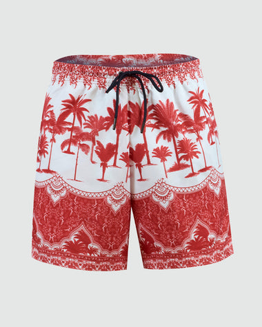 Pantaloneta de baño masculina con práctico bolsillo al lado derecho#color_001-estampado-palmeras