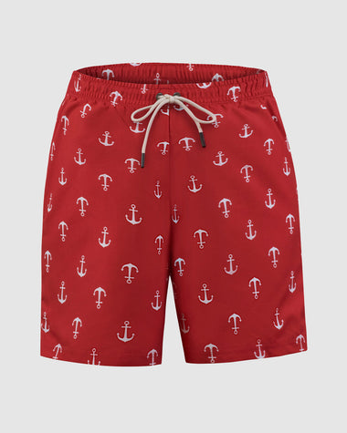 Pantaloneta de baño masculina con práctico bolsillo al lado derecho#color_183-estampado-anclas