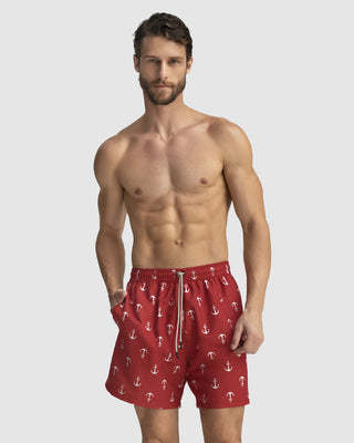 Pantaloneta de baño masculina con práctico bolsillo al lado derecho#color_183-estampado-anclas