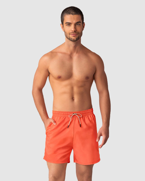 Pantaloneta de baño masculina con práctico bolsillo al lado derecho#color_244-naranja