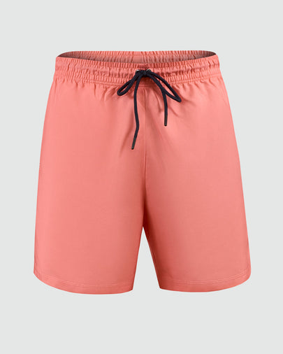 Pantaloneta de baño masculina con práctico bolsillo al lado derecho#color_358-coral