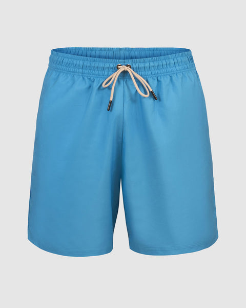 Pantaloneta de baño masculina con práctico bolsillo al lado derecho#color_545-azules